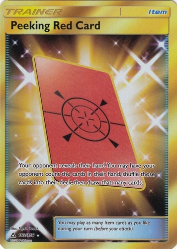 Peeking Red Card  169/156 Secret Rare SM - Ultra Prism Pokemon TCG