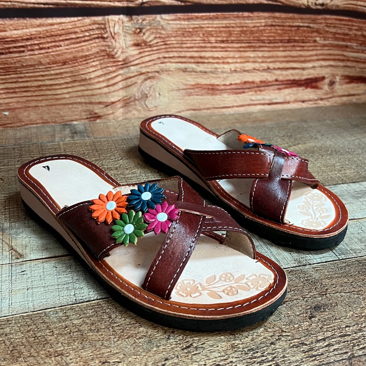 Women's Handmade Leather Slides Sandals