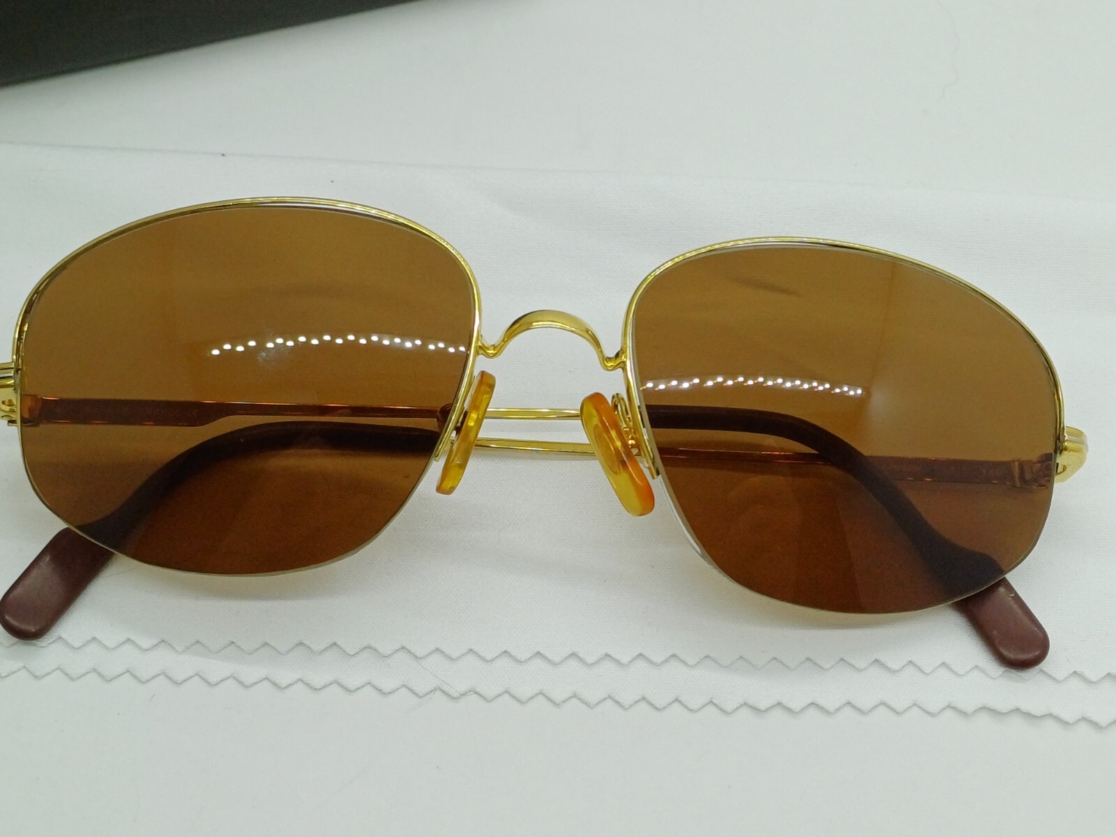 RARE VINTAGE CARTIER MONTAIGNE HALF FRAME GOLD BROWN LENSES FRANCE SUNGLASSES image 4