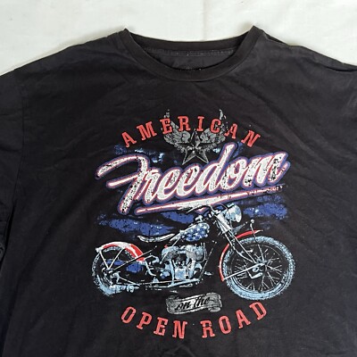 Motorcycle T-shirt Men s 2XL Black American Freedom Harley Indian Hog Road 2800