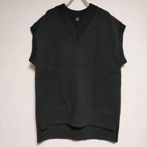 ATON/UNITED ARROWS Custom CO/CA cotton cashmere knit vest black 41007M