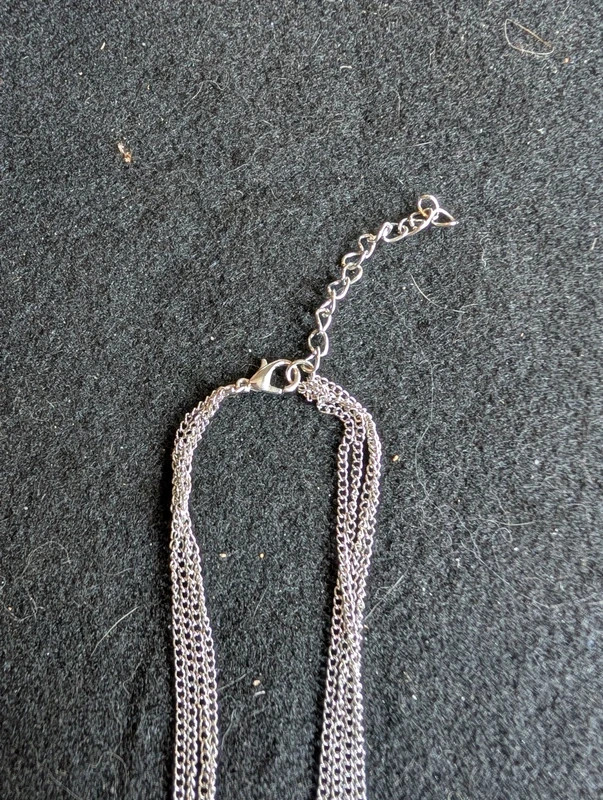 Silver-Tone Layered Chain Necklace – White Stone Round Pendant | eBay