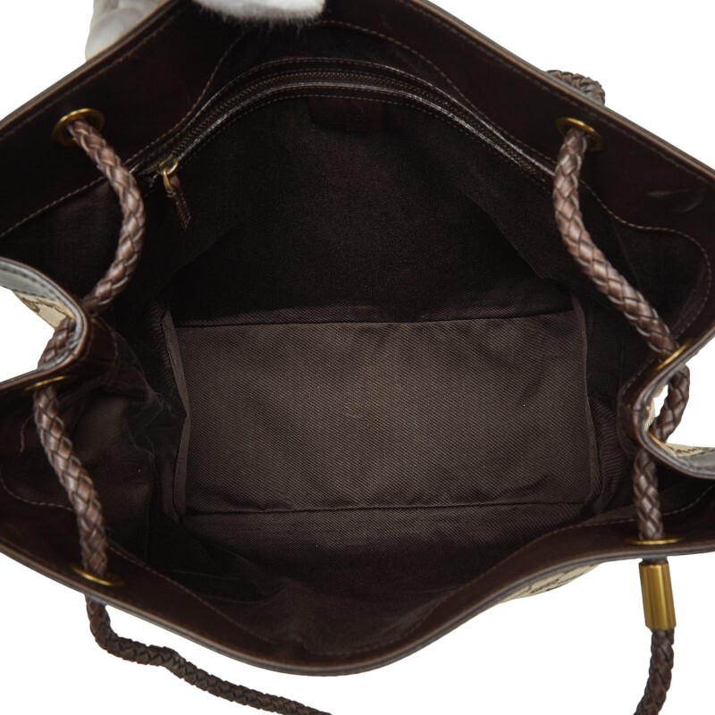 Gucci GG Canvas Shoulder Bag Tote Beige Brown Leather Women Used Authentic thumbnail 9