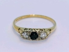 9ct Gold Vintage Sapphire & Zirconia "Love"  Ring Fully Hallmarked Size P