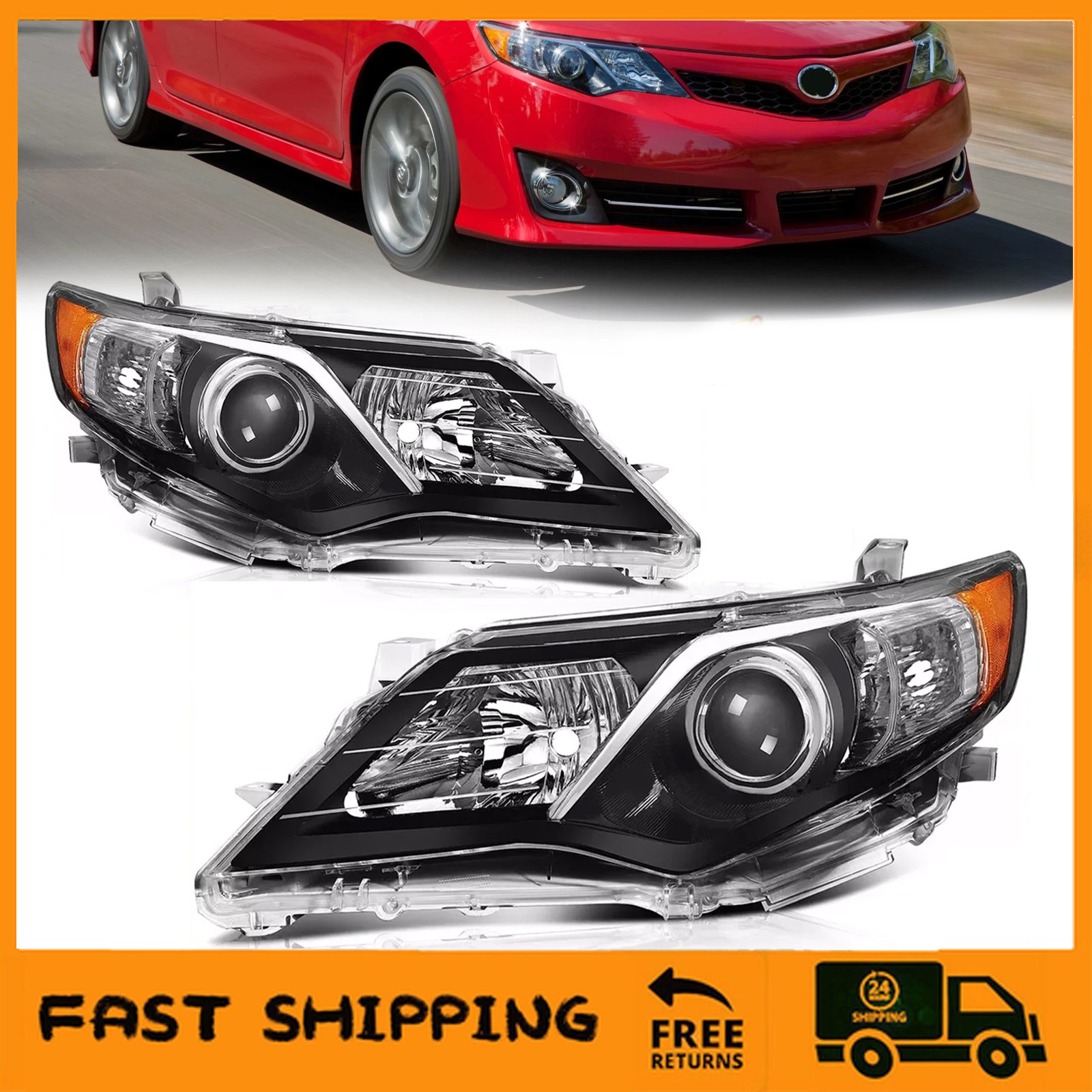 For 2012-2014 Toyota Camry Projector Headlight Headlamp Left + Right Replacement