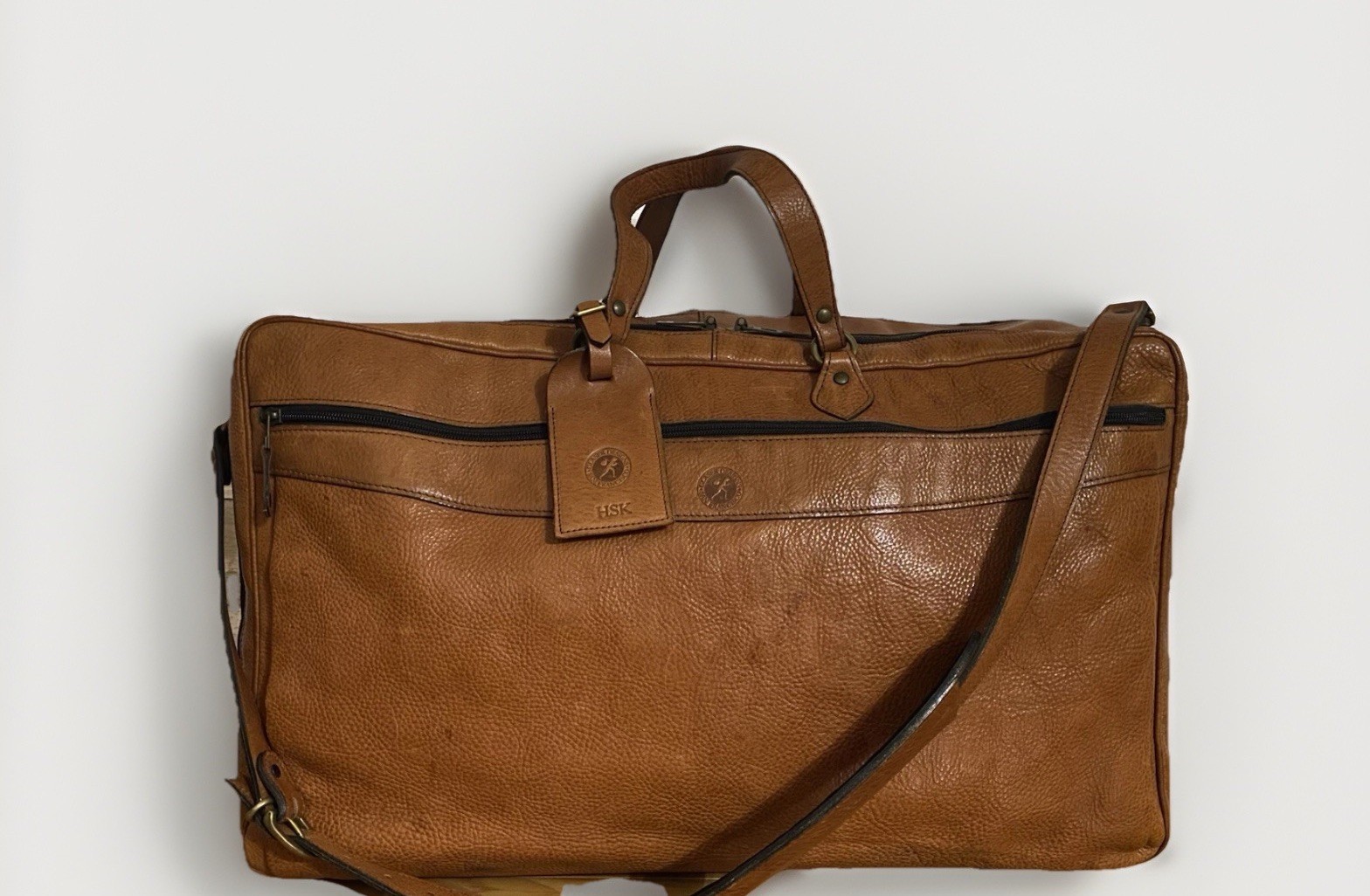 Glaser Designs Suitcase Travel Luggage Weekender Bag Carry On - Pebbled Leather