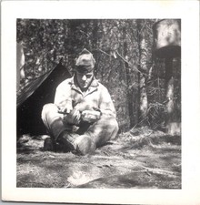 Vintage 1940s WWII Era US Soldier Military Camp Field Original Photo Snapshot