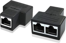 2 Pack RJ45 Splitter Adapter 1 to 2 Ways Dual Female LAN Ethernet Port CAT5 CAT6