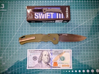 Cold Steel Swift III 4'', Atlas Lock, M4 Steel Pocket Knife, G10, ODG #CS-FL-40AT