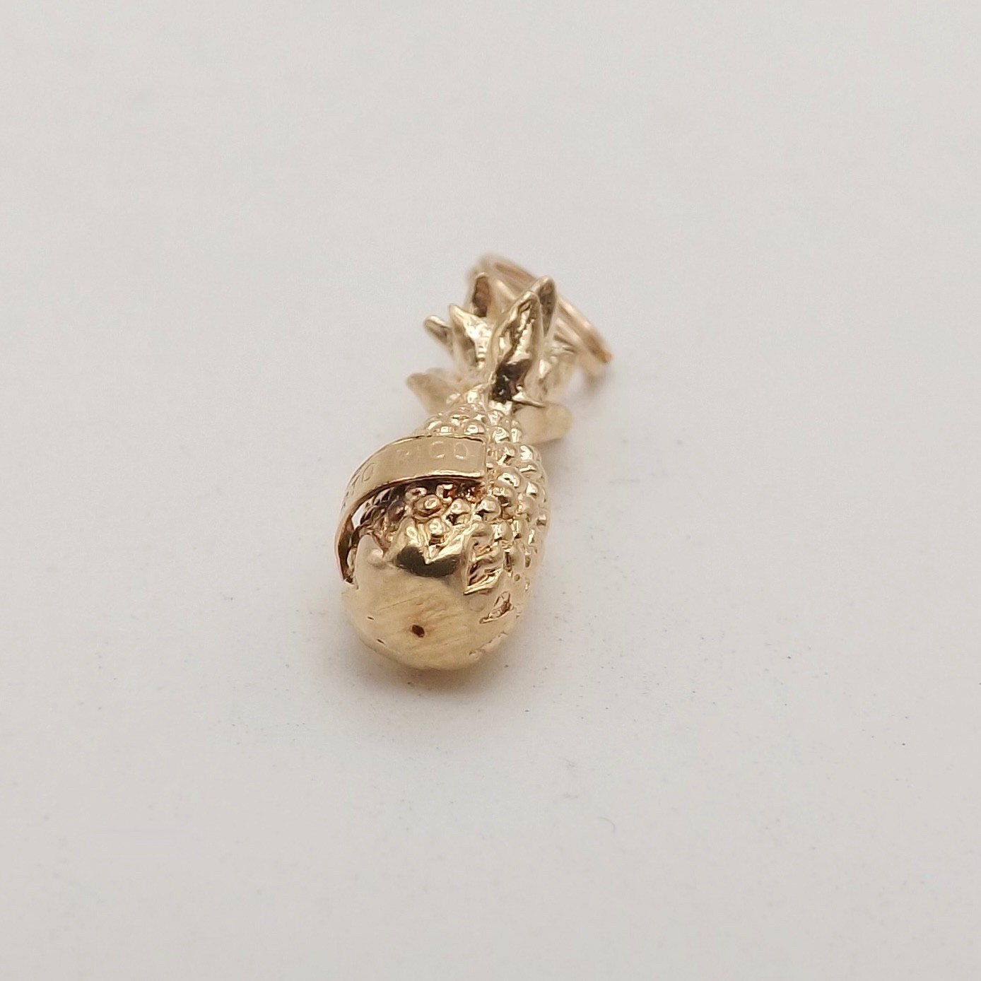 Solid 14k Gold Pineapple Fruit Charm Pendant Puer… - image 5
