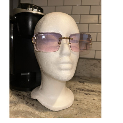 Gold Metal Rimless Sunglasses Purple Rectangle Lenses comes with box etc  ️  