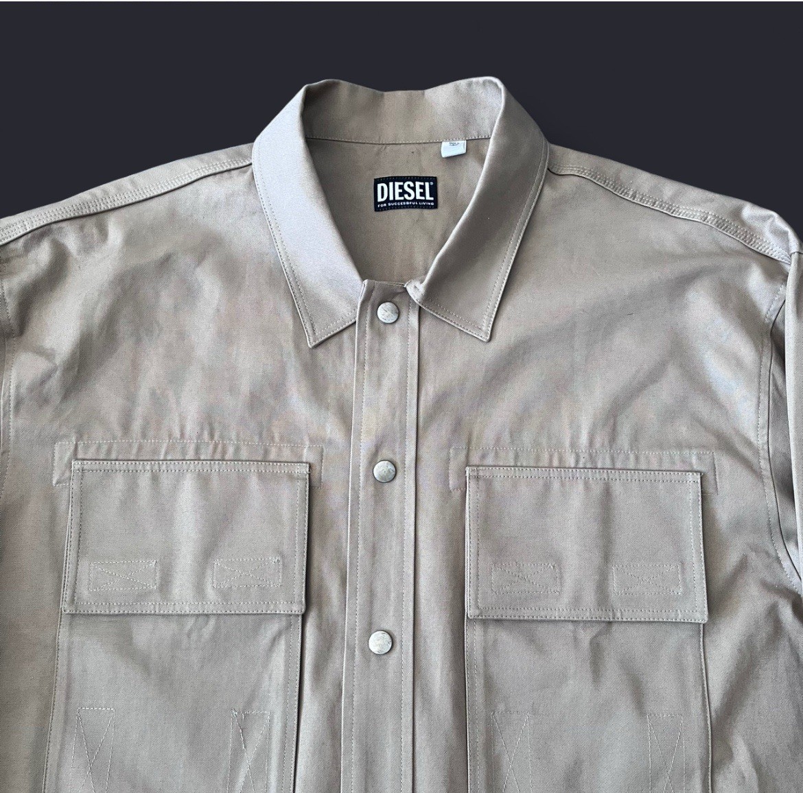 【希少】DIESEL LIVING Diesel Men's Overshirt with Flap Pockets Authentic Size XXL Khaki
