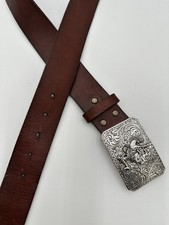 nocona belt 34 NWOT Silver Rodeo Horse Buckle Brown Leather Belt C1