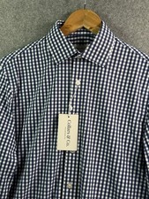Collars  Co Apex Performance Dress Shirt Navy Blue Gingham Mens Small