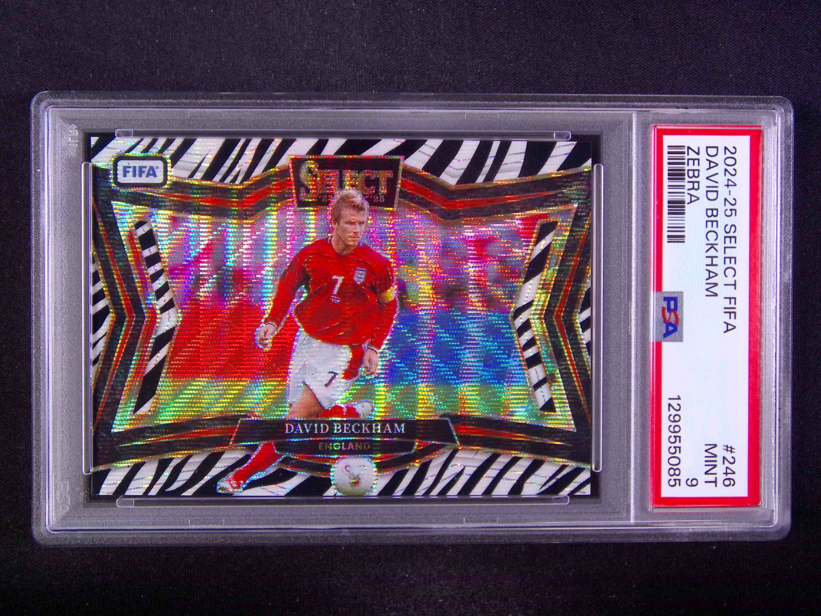 2024-25 Panini Select FIFA David Beckham #246 Field Level Zebra SSP PSA 9