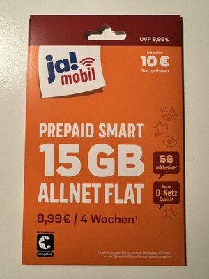 ja! mobil SIM Prepaid Smart - Karte Telekom congstar D1 5G 10 
