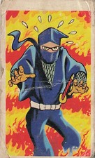 Blue Ninja Warrior Fire Jack of Clubs Japanese Vintage Menko Card