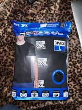 32 Degrees Men's Cool Tee 3-pack Black Crew Neck L
