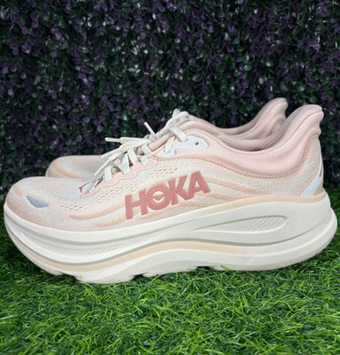Hoka Bondi 9 Womens Size 10B Rose Latte Rose Cream Running Shoes Comfort Sneaker