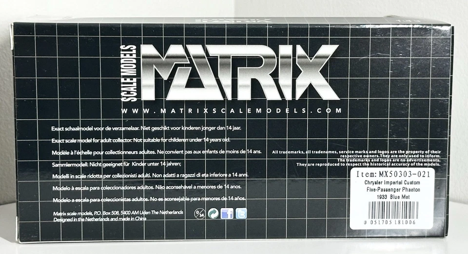 Matrix 1:43 - 1933 Chrysler Imperial Custom 5-Passenger Phaeton - MX50303-021 - Image 4 of 4