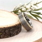 8mm Stylish Unisex Tungsten Carbide Ring Brushed Silver & Gold beveled Edge Band — photo 4
