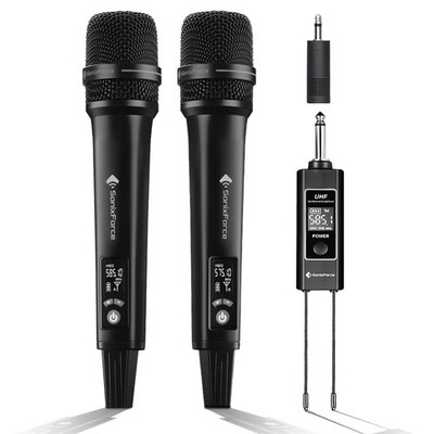 Wireless Microphones, Professional Karaoke Microphone, Dual-Mic UHF System wi...
