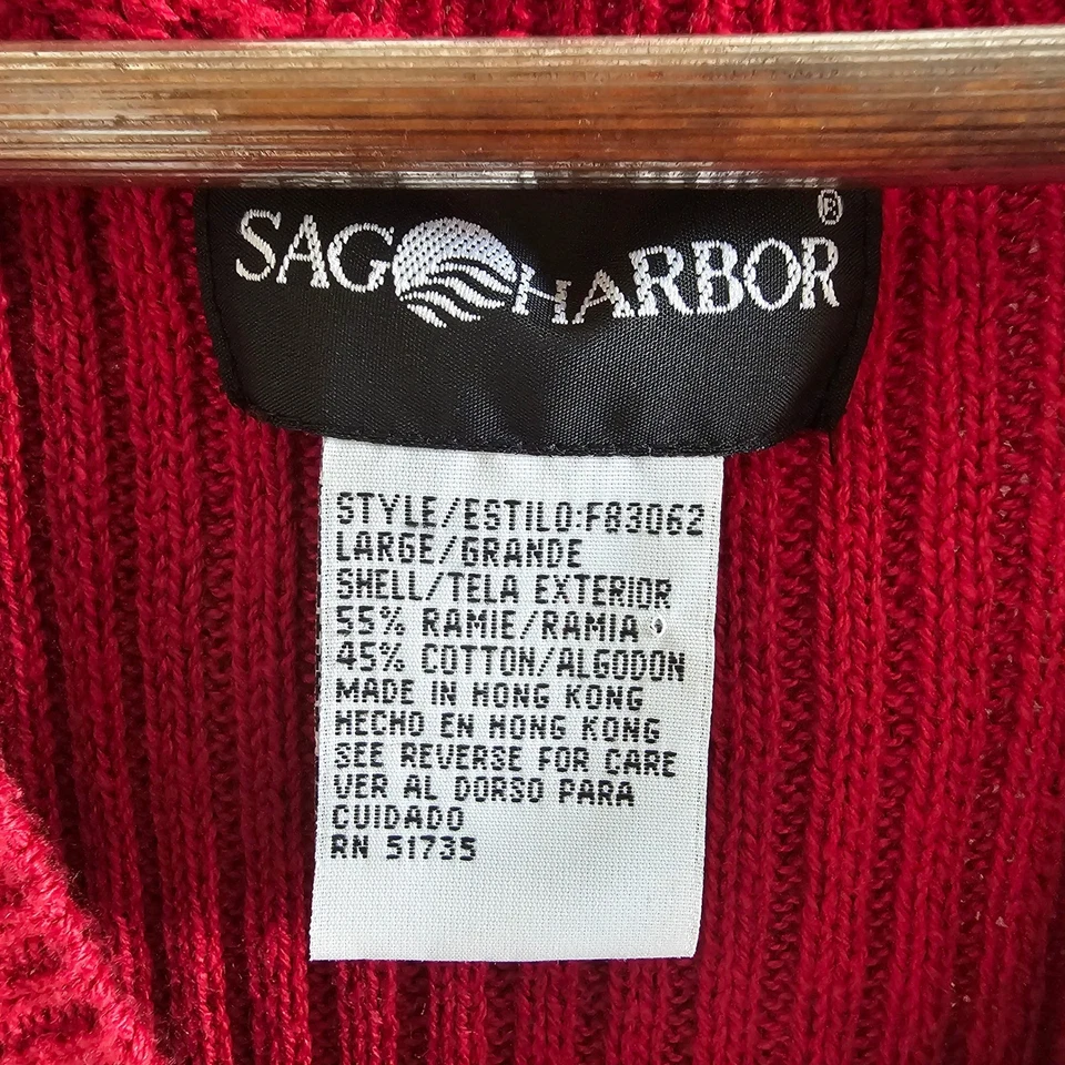 Sag Harbor винтажный красный вязаный жилет кабель трикотажа V шеи без рукавов верхний большой - Изображение 2 из 4