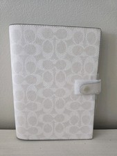 Coach Notebook In Signature Canvas Gold/White/Chalk NWT CZ198