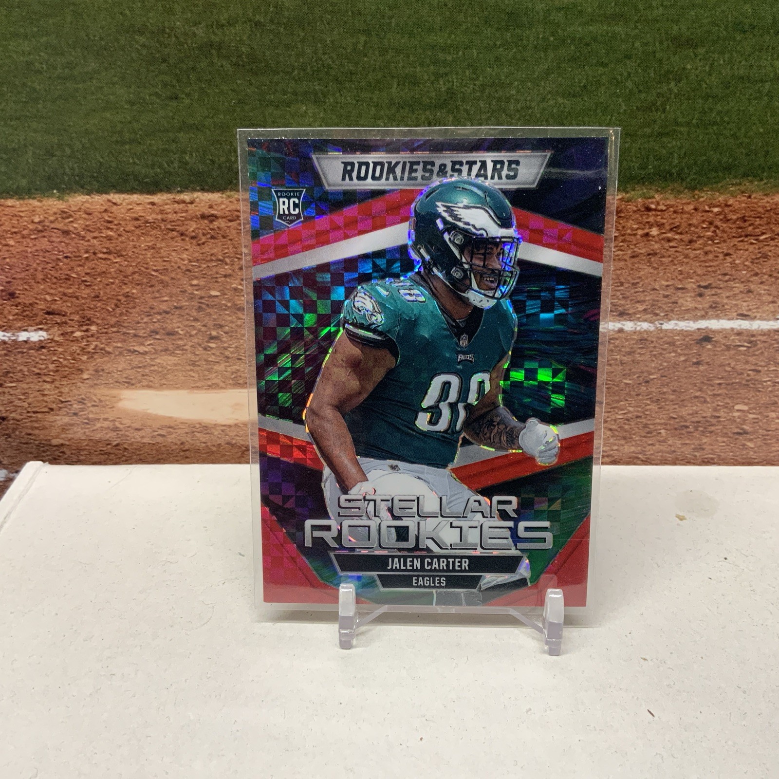 2023 Panini Rookies And Stars Jalen Carter Red Plaid Silver Prizm Stellar Rookie