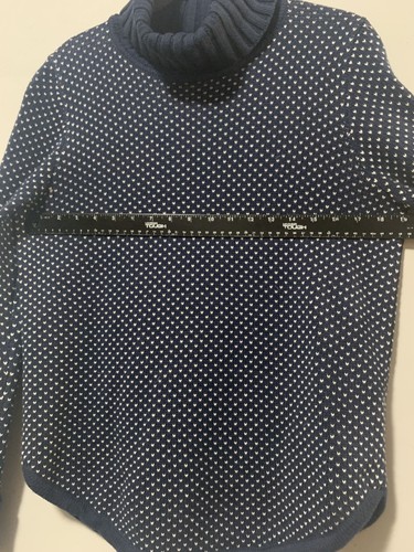 L.L. Bean Signature Sweater Women Medium Navy Blue Turtleneck Long Sleeve Hearts - Picture 4 of 8