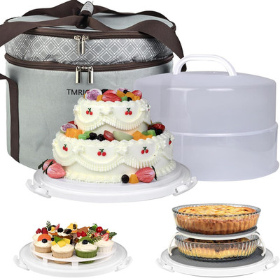 12 Inch Cake Carrier Container with Lid and Handles Includes Insulated Bag for S