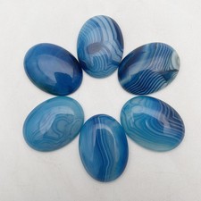 5pcs Natural Blue Agate Stone 30x40mm Oval Cab Cabochon DIY Jewelry No Holes