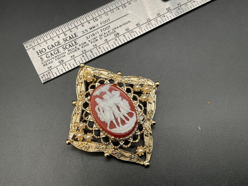 Victorian Revival Cameo Three Muses Brooch