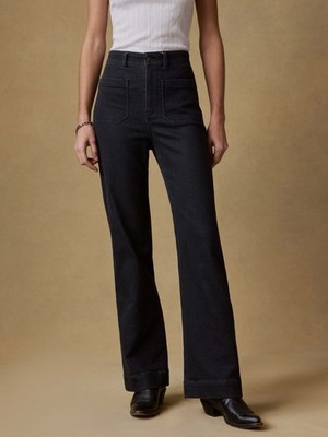 Faherty Women s Stretch Terry Patch Pocket Pant Onyx Black Size 28 Flare Stretch