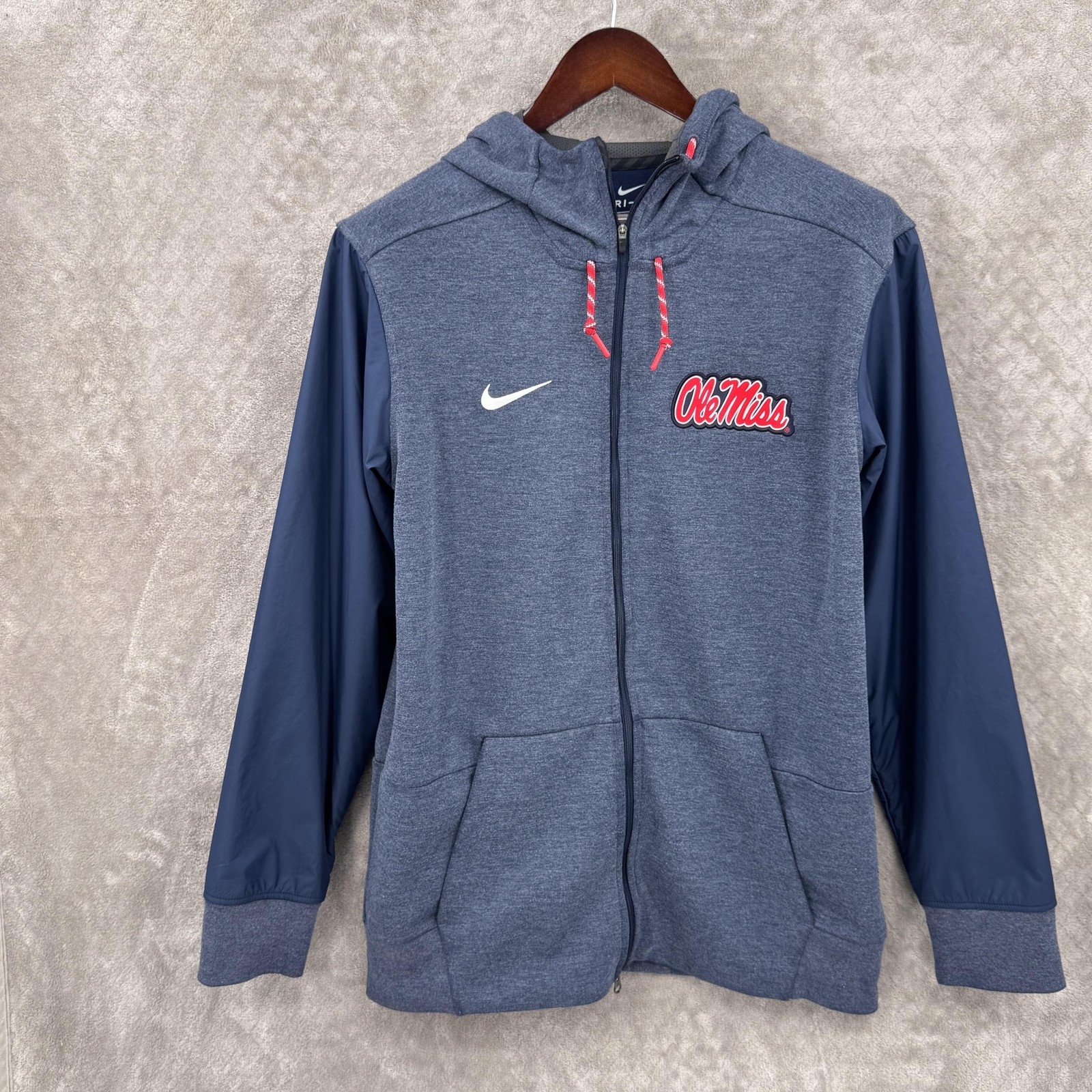 Ole Miss Rebels Jacket Mens Large Blue NCAA Football Nike Dri Fit Full Zip