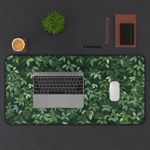 Cute Green Desk Mat, Kawaii Black Cat Mousepad, aesthetic plants nature - 第 5/13 張圖片