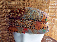 Vintage Jille Original Ladies Pillbox Feathers Exquisite Multicolor Hat, France