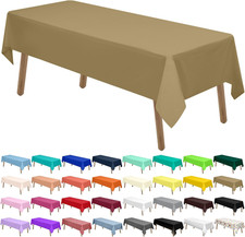 Gold Plastic Tablecloths 2 Pack Solid Disposable Table Covers 54 x 108 Inch Gold