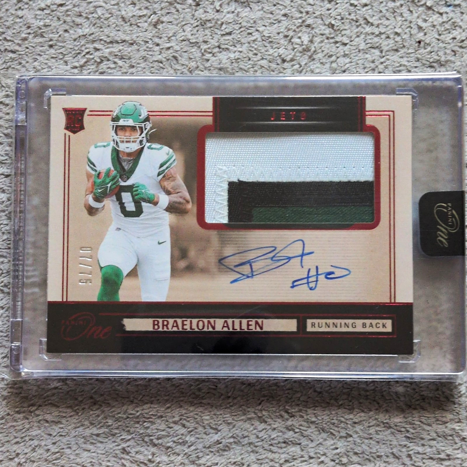 Braelon Allen Panini One #15 Autograph Patch