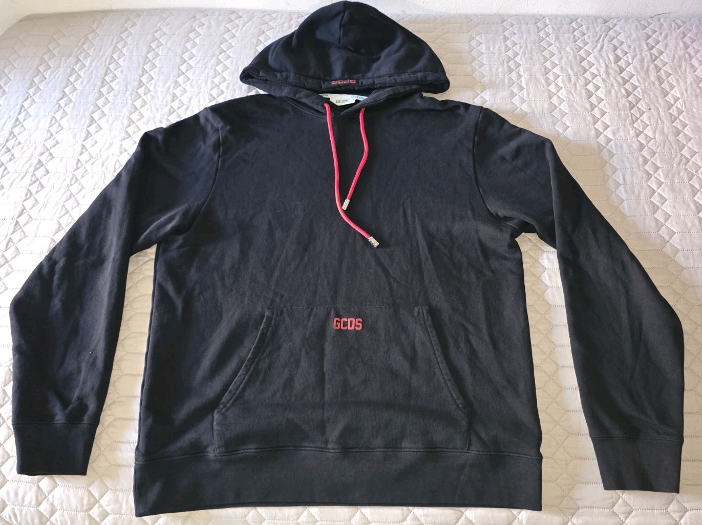 GCDS Eco Logo Regular Black Hoodie Sz  Large