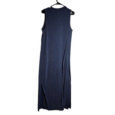 Her Entire Name Says Grace Ribbed Mock Neck Sleeveless Maxi Dress Blue Size L