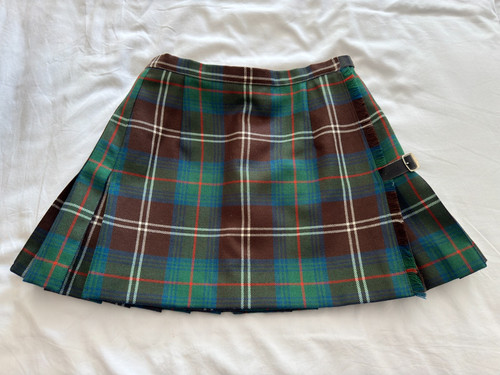 Mini Kilt Green Pure New Wool Size 8-10