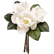 Real Touch Creamy White Southern Magnolia Flowers, Artificial Realistic 3 Stems