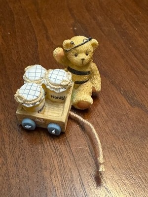 Cherished Teddies Bear- Bumble Bee Bear with Honey in Wooden Wagon, Parade Float