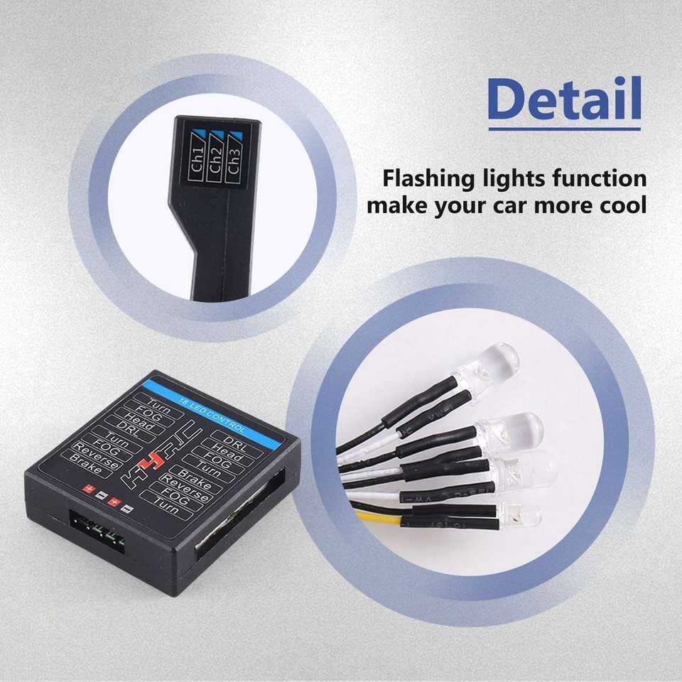 1/8 1/10 RC Car 16 LED Light System Front & Rear Lamp Turn Signals ...