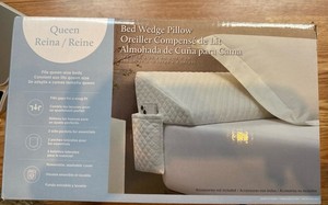 Queen Bed Wedge Pillow 59”x10”x6” White New Open Box