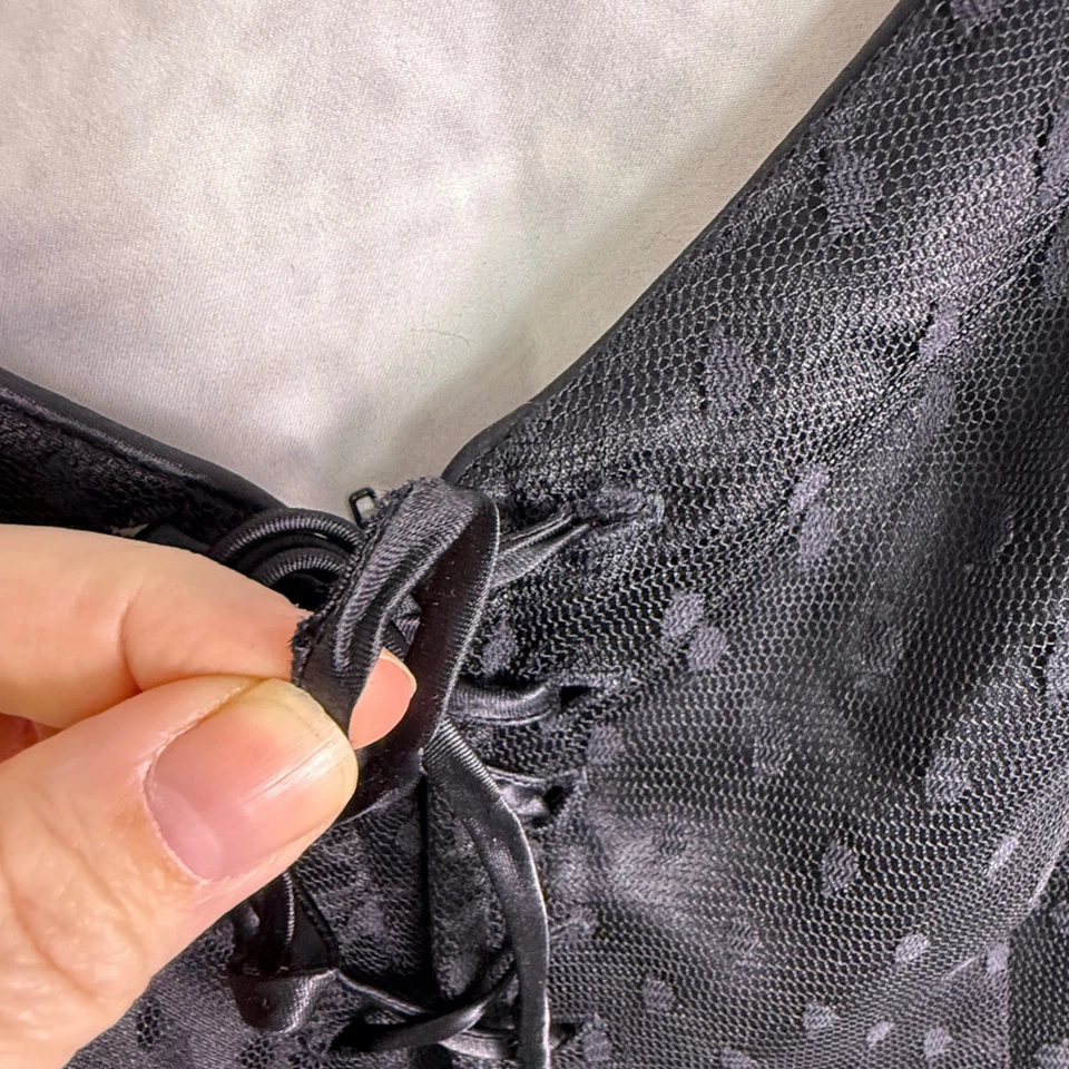 Vestido De Colección Y2k Jessica McClintock Gunne Sax Negro Con Cordones Talla 11 Fairy Grunge Gótico Foto 4 de 4