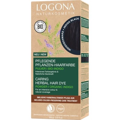 Logona Pflegende Pflanzen-Haarfarbe Pulver Indigoschwarz 12   100 g