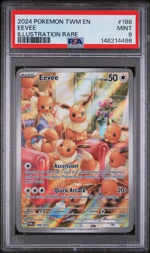 Pokémon Eevee 188/167 Sv06 Twilight Masquerade Illustration Rare Holo PSA 9 2024