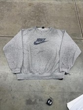 vintage nike grey and navy big swoosh crewneck size xxl